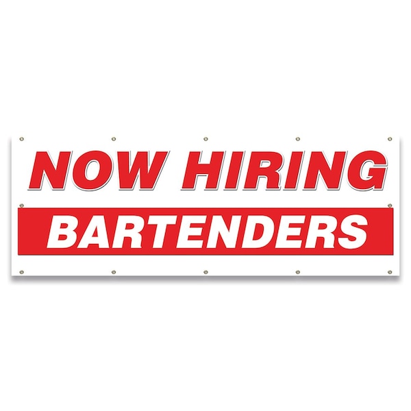 Now Hiring Bartenders Banner Apply Inside Accepting Application Single Sided